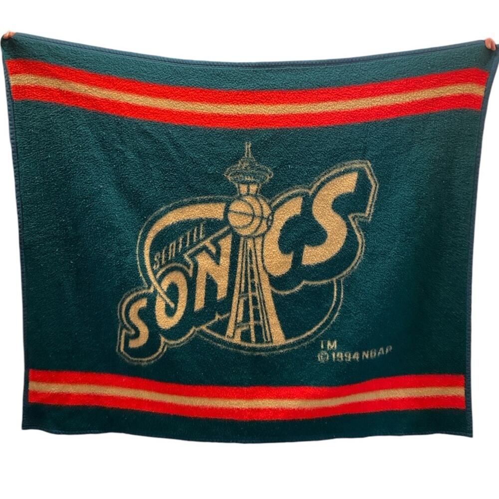 Vintage Biederlack Seattle Sonics Blanket 1994 NBAP TM Made USA RARE